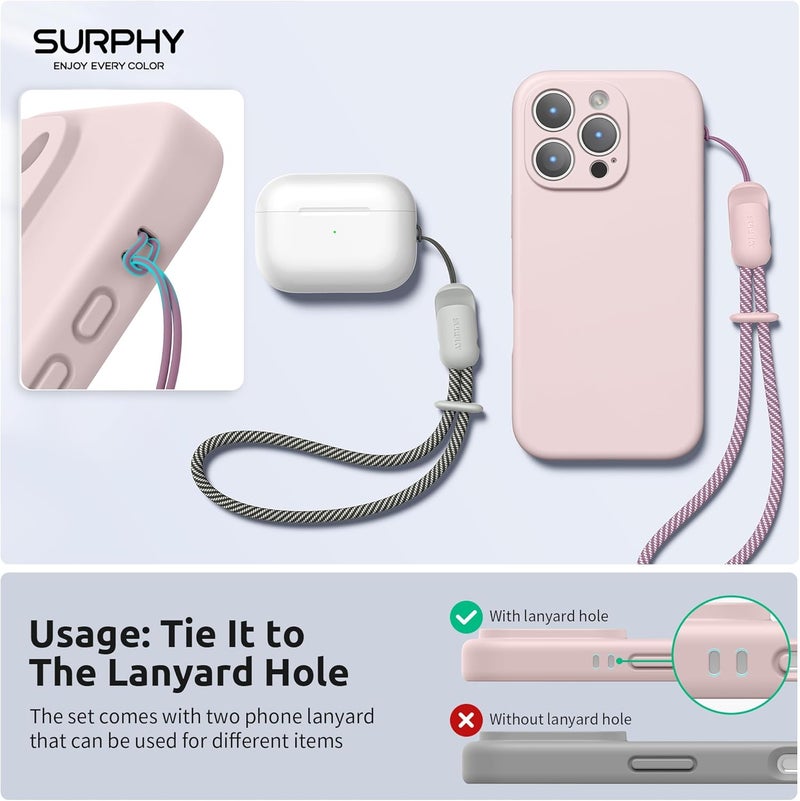 SURPHY 2 Pack Phone Lanyard for Cellphone Case, Phone Wrist Strap for Case, Cellphone Strap with 2-Color Braided, Charm Wrist Lanyard for Women and Men, Pink & Gray - Image 2